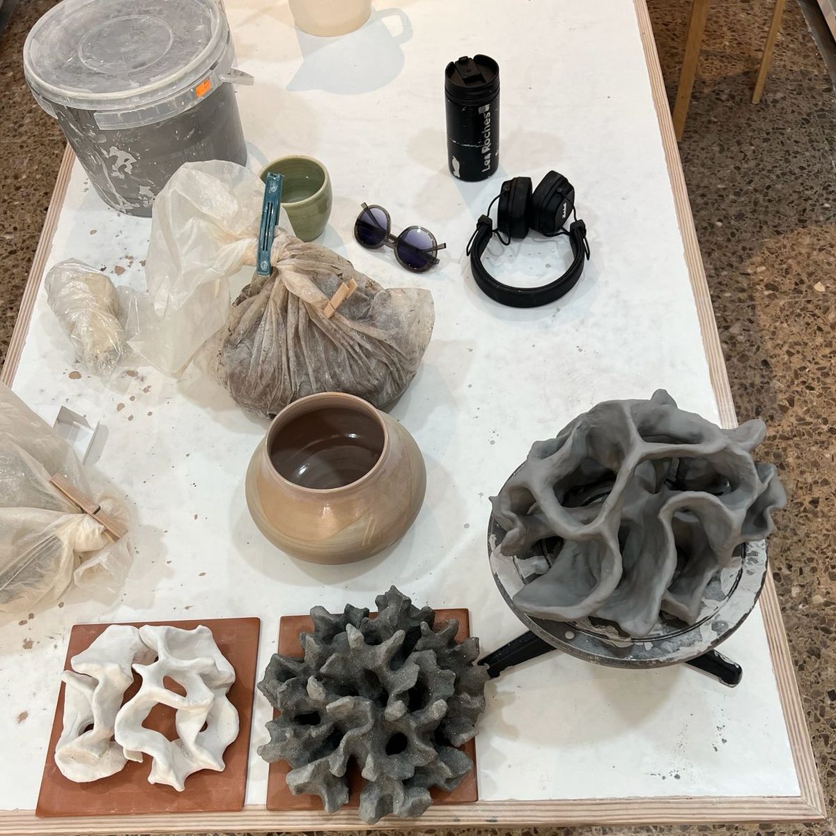 Work in progress on the studio table